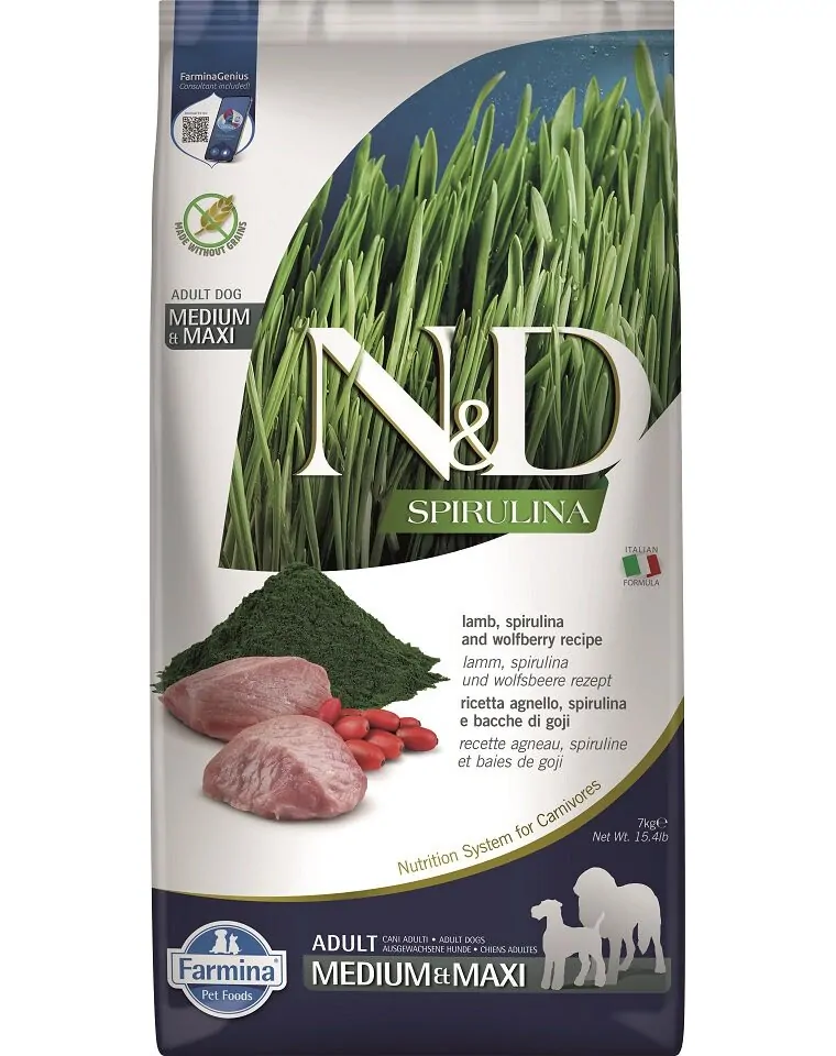 Farmina N&D dog SPIRULINA (GF) adult medium & maxi, lamb 7 kg
