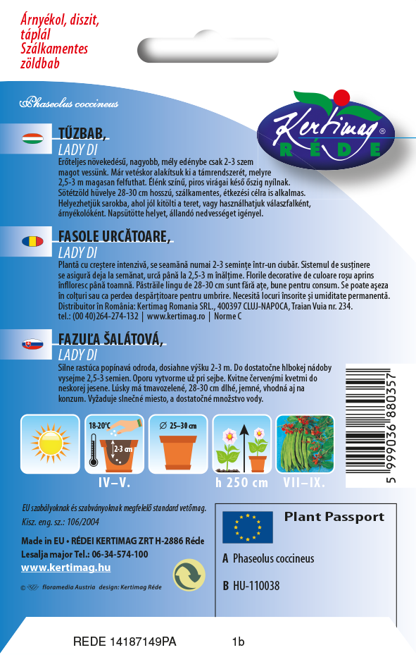 Fazuľa okrasná Lady Di 10g