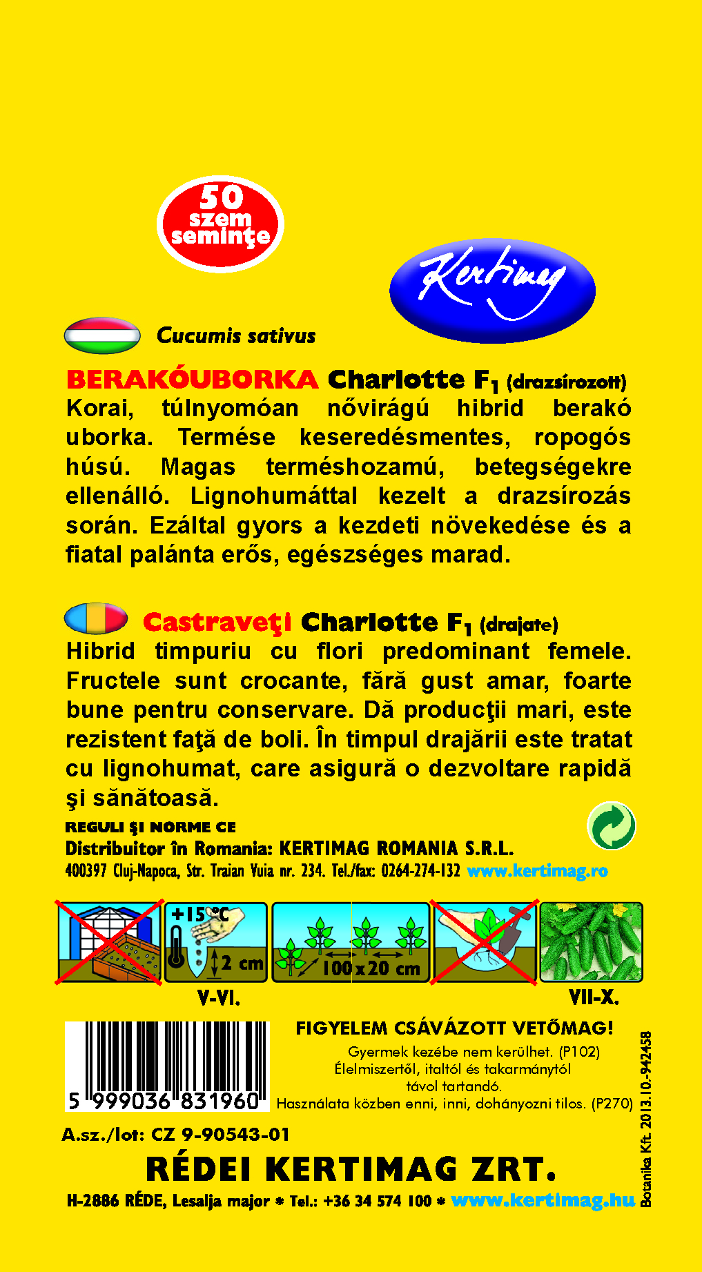 Uhorka Charlotte F1 50sem, MORENÉ