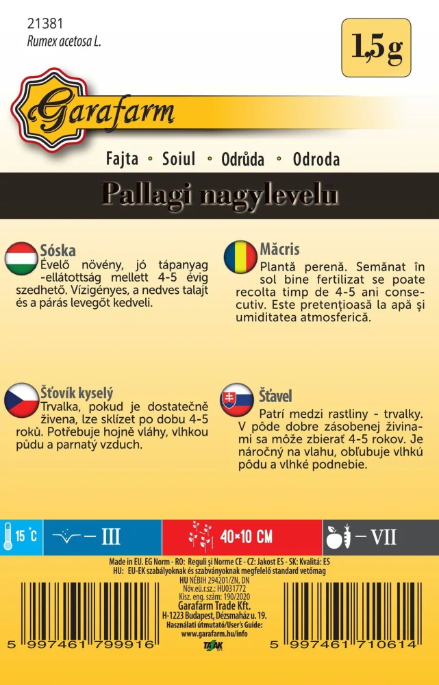 Šťavel Pallagi veľkolistý 1,5g