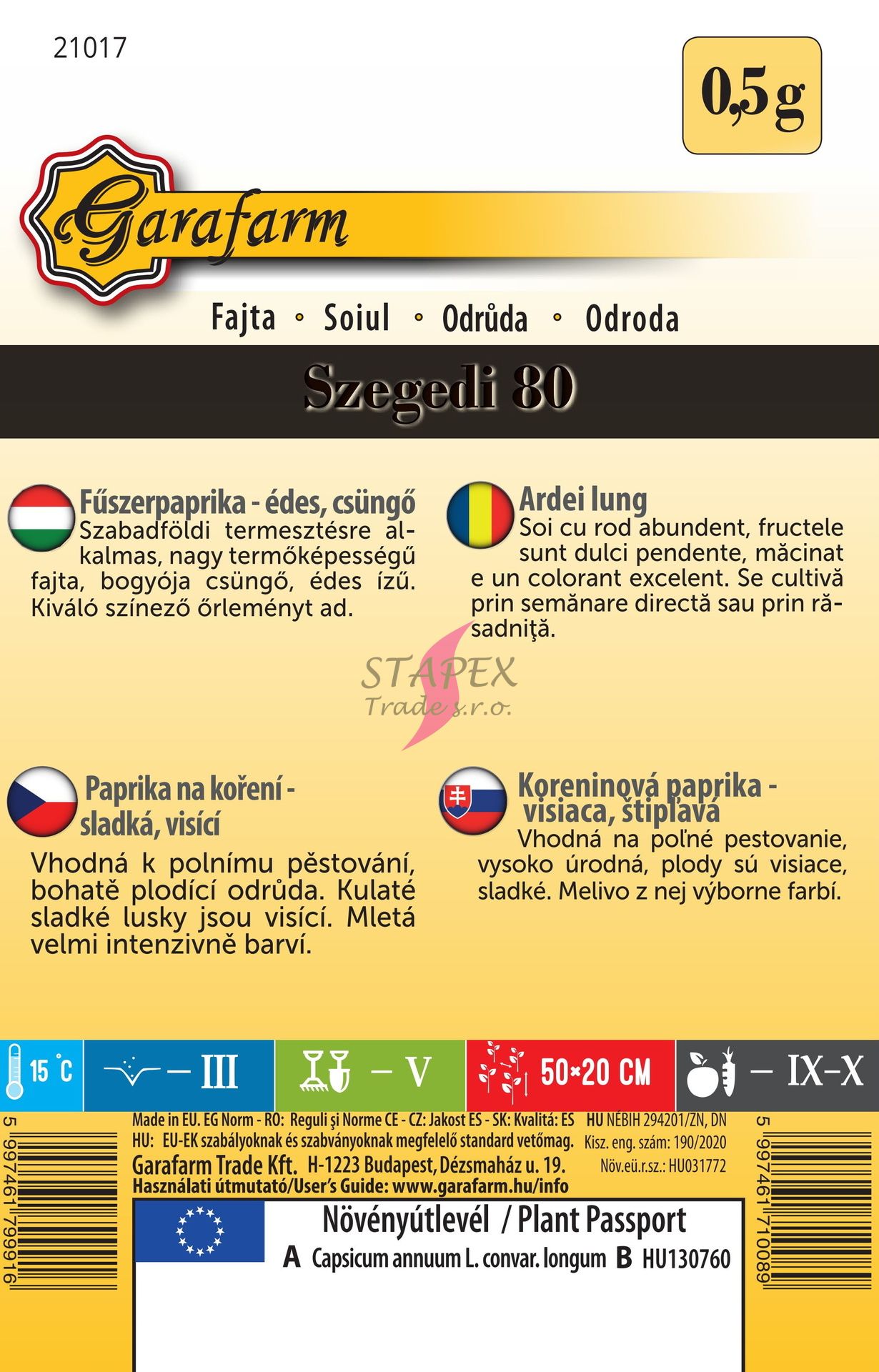 Paprika koreninová Szegedi 80     0,5g