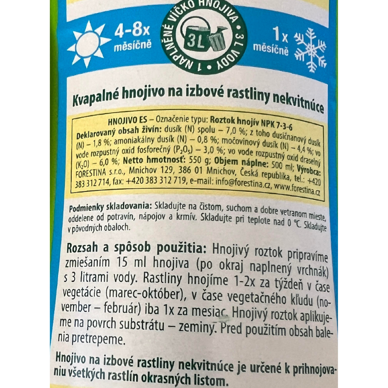 Kapka na izbové rastliny nekvitnúce