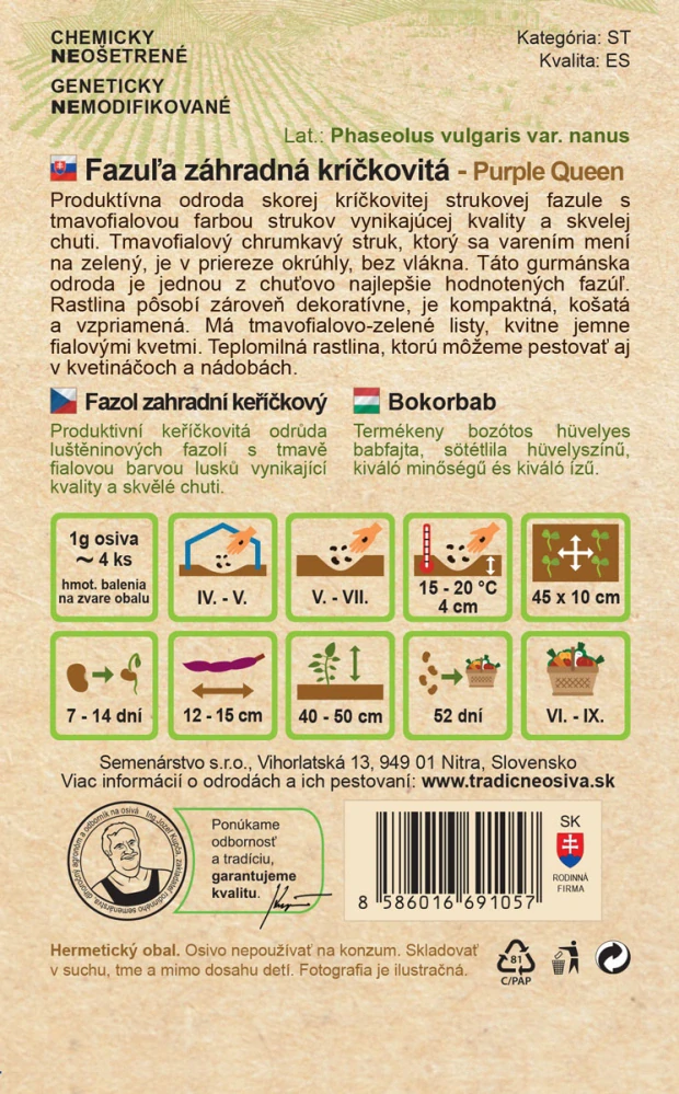 Fazuľa záhradná kríčkovitá - Fialová kráľovná