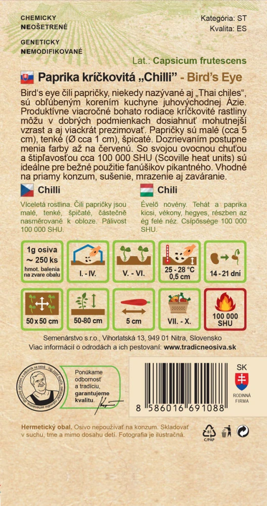 Paprika kríčkovitá "Chilli" - Vtáčie oko