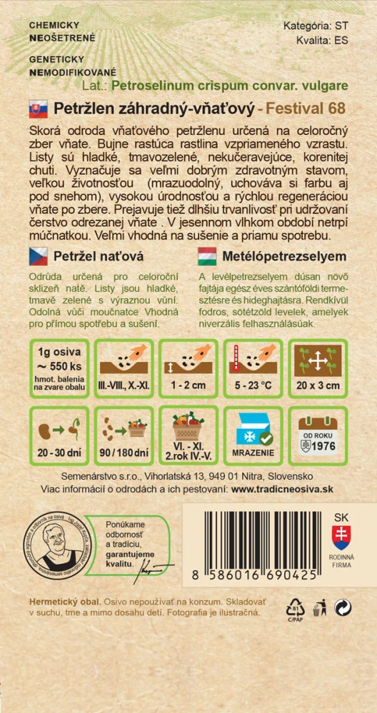Petržlen záhradný vňaťový Festival 68