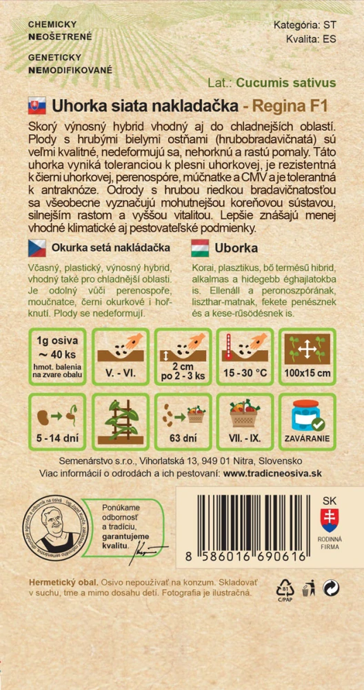 Uhorka siata nakladačka - Regina F1
