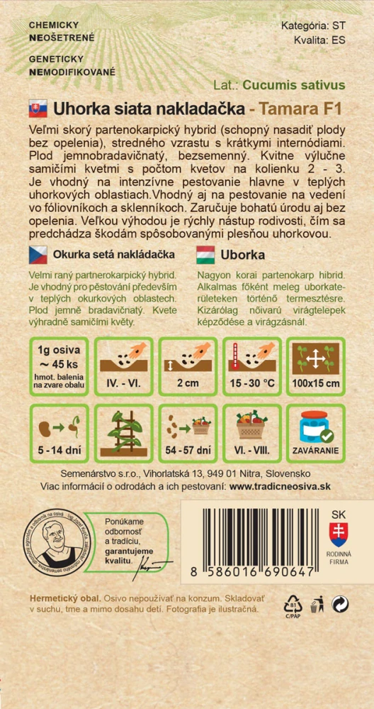 Uhorka siata nakladačka - Tamara F1
