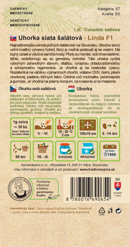 Uhorka siata šalátova - Linda F1