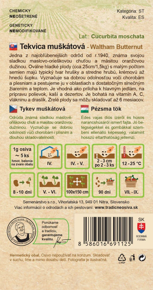 Tekvica muškátová - Maslovo oriešková