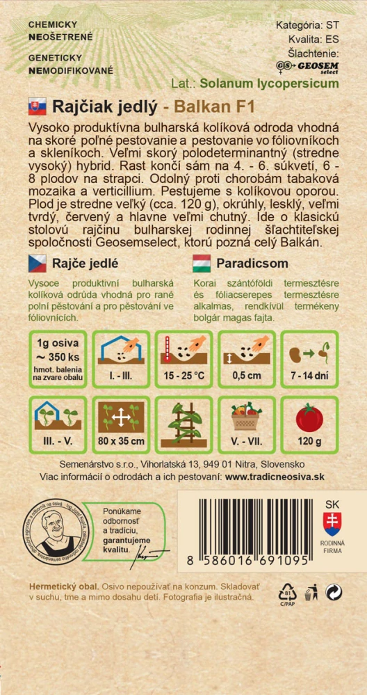 Rajčiak jedlý - Balkan F1