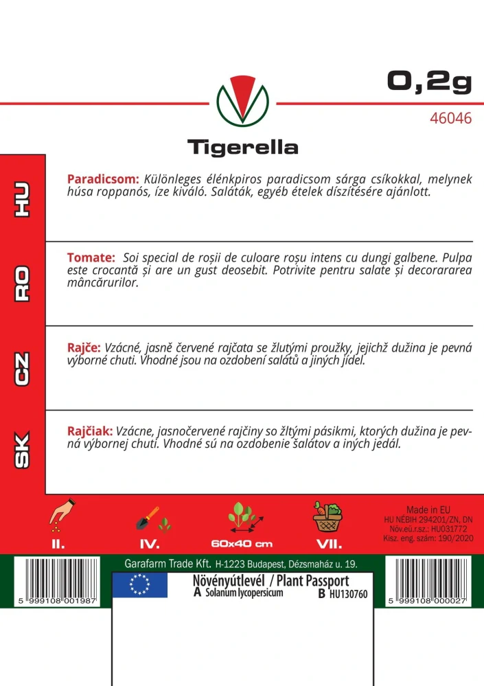 Rajčiak Tigerella - kolíkový