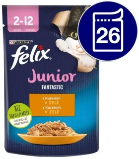 Nestlé FELIX Fantastic cat junior kura želé kapsička 26x85 g