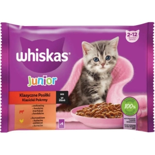 Mars WHISKAS kapsička cat Junior Mäsový výber kura&hovädzie&jahňa&králik v šťave 4 x 85 g
