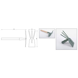 Motyka plochá trojzubá 160mm s násadou 25cm