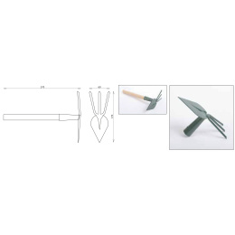 Motyka špicatá trojzubá 170mm s násadou 25cm